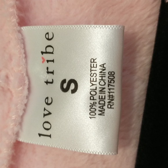 Love tribe pink fuzzy staying in is the new going out hoodie pullover - Picture 3 of 4